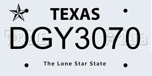 DGY3070 Texas License Plate