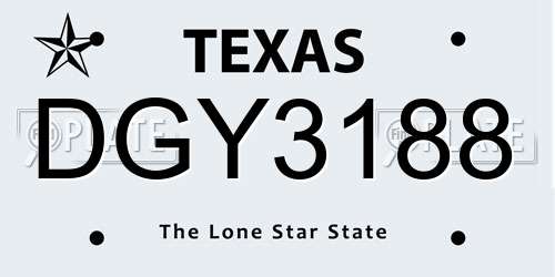 DGY3188 Texas License Plate
