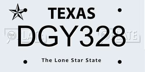DGY328 Texas License Plate