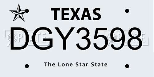 DGY3598 Texas License Plate