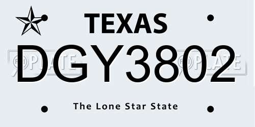 DGY3802 Texas License Plate