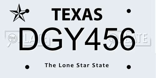 DGY456 Texas License Plate
