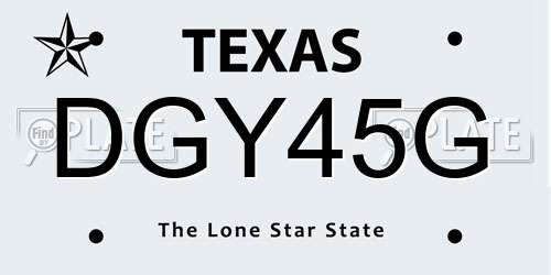 DGY45G Texas License Plate