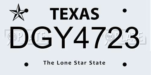 DGY4723 Texas License Plate