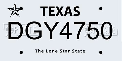 DGY4750 Texas License Plate
