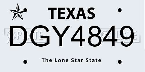 DGY4849 Texas License Plate