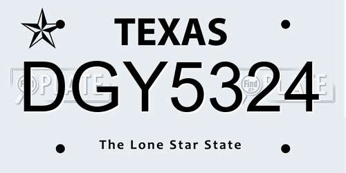 DGY5324 Texas License Plate