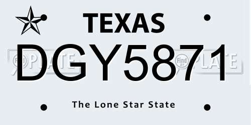 DGY5871 Texas License Plate