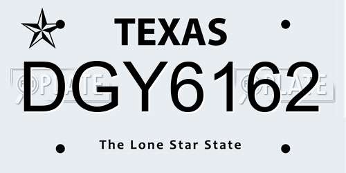 DGY6162 Texas License Plate