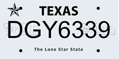 DGY6339 Texas License Plate