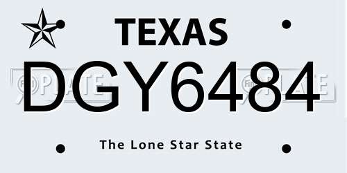DGY6484 Texas License Plate