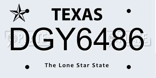 DGY6486 Texas License Plate