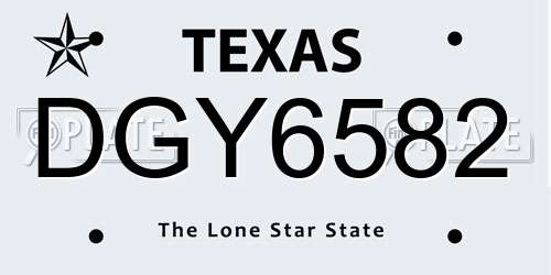 DGY6582 Texas License Plate