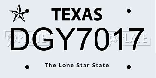 DGY7017 Texas License Plate