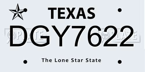 DGY7622 Texas License Plate