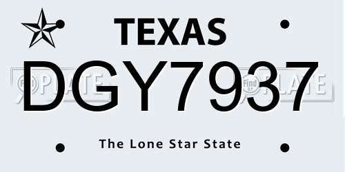 DGY7937 Texas License Plate