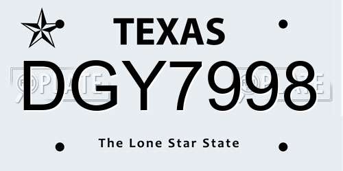 DGY7998 Texas License Plate