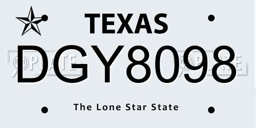 DGY8098 Texas License Plate