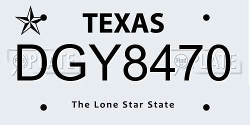 DGY8470 Texas License Plate