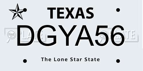 DGYA56 Texas License Plate