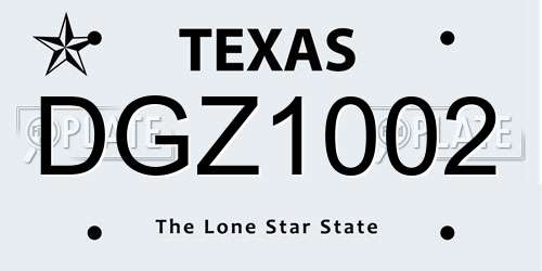 DGZ1002 Texas License Plate