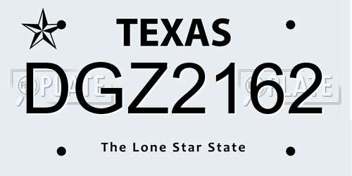 DGZ2162 Texas License Plate