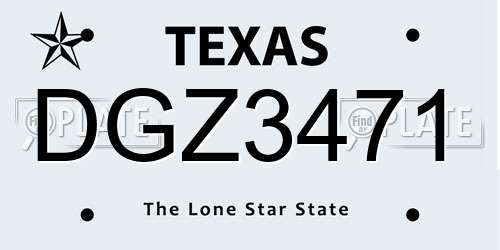 DGZ3471 Texas License Plate