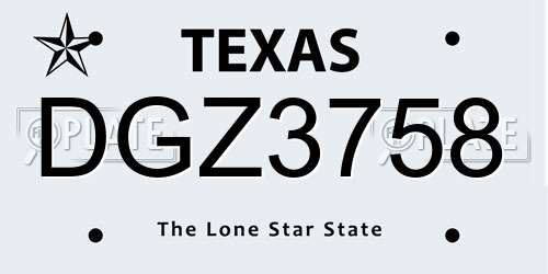 DGZ3758 Texas License Plate