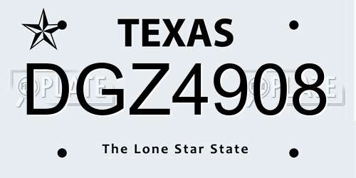 DGZ4908 Texas License Plate
