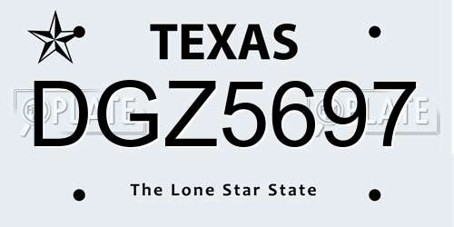 DGZ5697 Texas License Plate