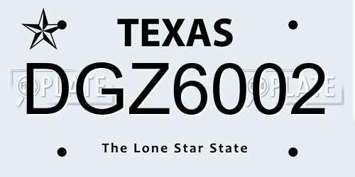 DGZ6002 Texas License Plate