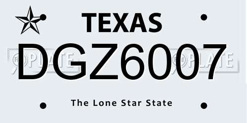 DGZ6007 Texas License Plate