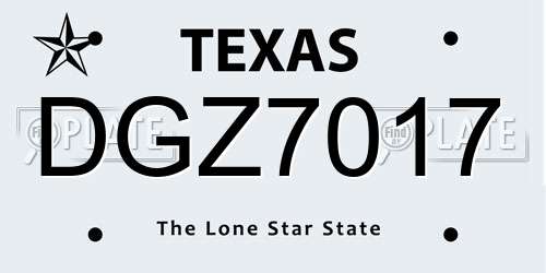 DGZ7017 Texas License Plate
