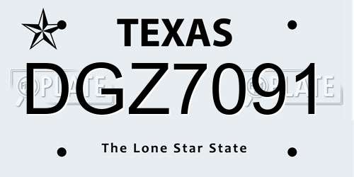 DGZ7091 Texas License Plate