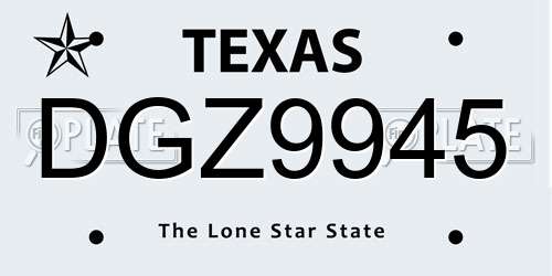 DGZ9945 Texas License Plate