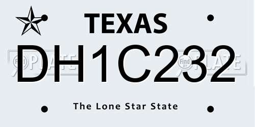 DH1C232 Texas License Plate
