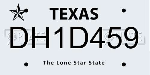 DH1D459 Texas License Plate