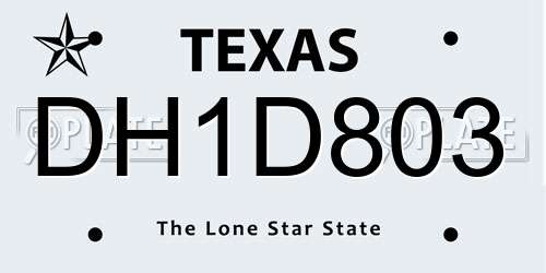 DH1D803 Texas License Plate
