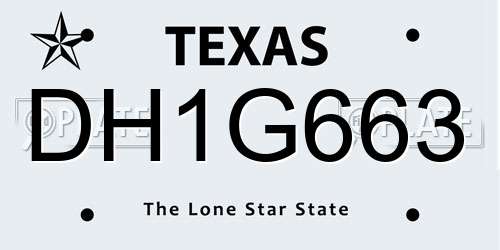 DH1G663 Texas License Plate