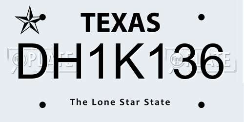 DH1K136 Texas License Plate