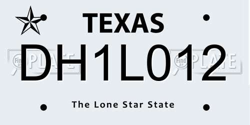 DH1L012 Texas License Plate