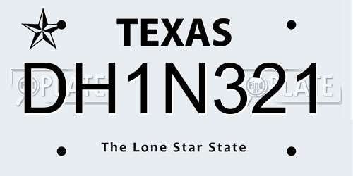 DH1N321 Texas License Plate