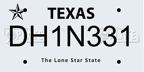 DH1N331 Texas License Plate