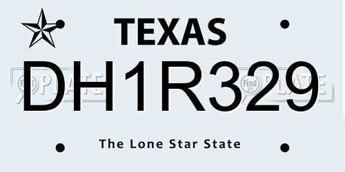 DH1R329 Texas License Plate