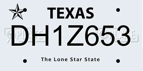 DH1Z653 Texas License Plate
