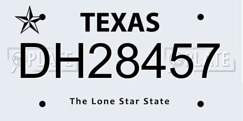 DH28457 Texas License Plate