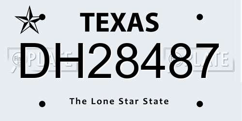 DH28487 Texas License Plate