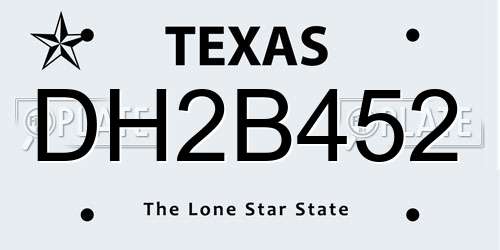 DH2B452 Texas License Plate