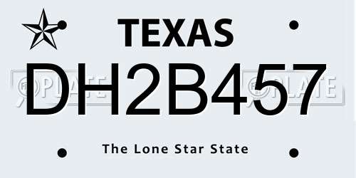 DH2B457 Texas License Plate