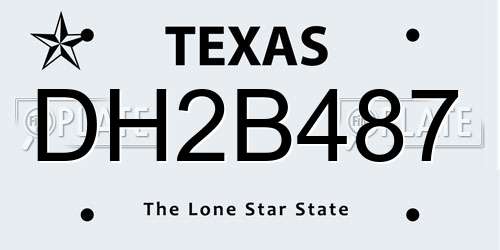 DH2B487 Texas License Plate
